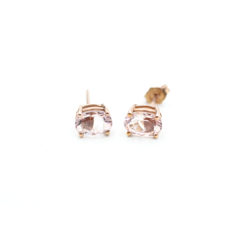 45 - 9ct rose gold morganite set stud earrings (1.2g)