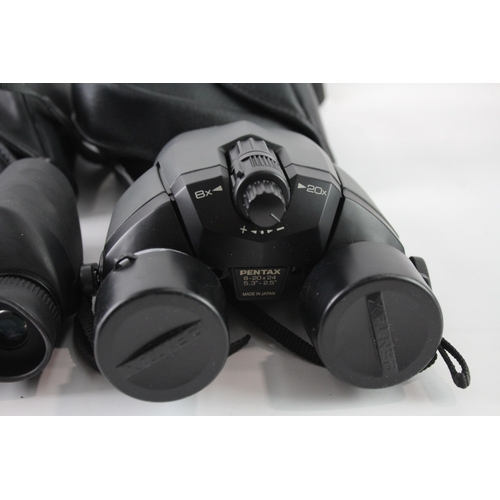 454 - Vintage Nikon Travelite V & Pentax UCF Zoom Compact Binoculars Working x 2