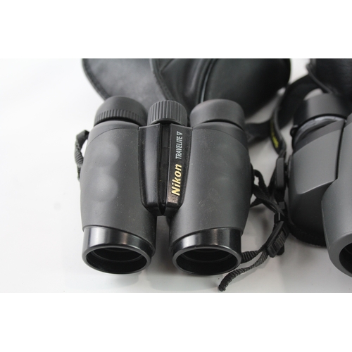 454 - Vintage Nikon Travelite V & Pentax UCF Zoom Compact Binoculars Working x 2