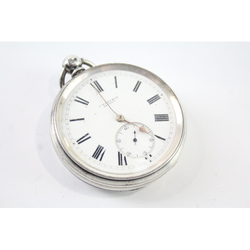 467 - JW Benson 'Ludgate' 925 Silver Pocket Watch Key-Wind  WATCH RUNS