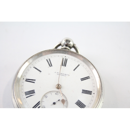 467 - JW Benson 'Ludgate' 925 Silver Pocket Watch Key-Wind  WATCH RUNS