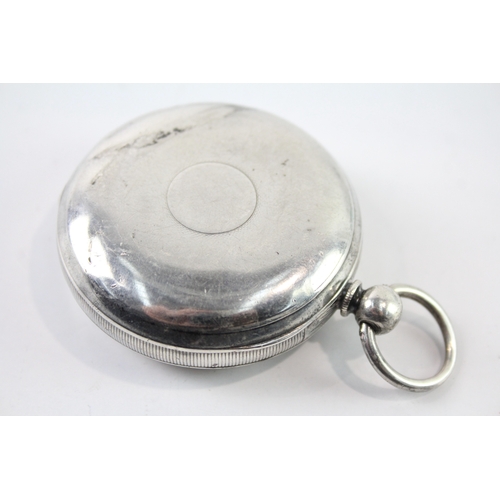 467 - JW Benson 'Ludgate' 925 Silver Pocket Watch Key-Wind  WATCH RUNS