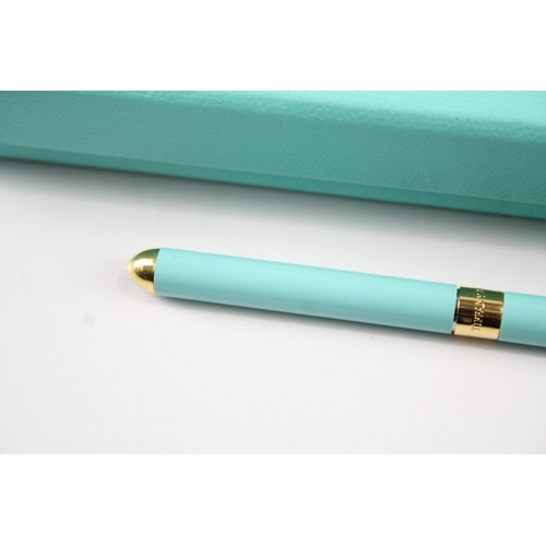 478 - TIFFANY & CO. Tiffany Blue Enamel & Gold Plate Ballpoint Pen / Biro WRITING