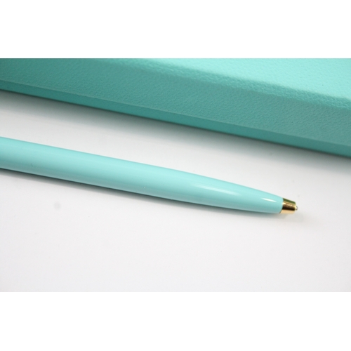 478 - TIFFANY & CO. Tiffany Blue Enamel & Gold Plate Ballpoint Pen / Biro WRITING