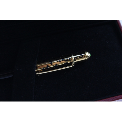 479 - Panthere De Cartier Gold Plated & Black Resin Ladies Ballpoint Pen Biro WRITING