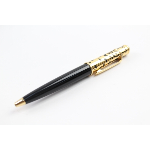 479 - Panthere De Cartier Gold Plated & Black Resin Ladies Ballpoint Pen Biro WRITING