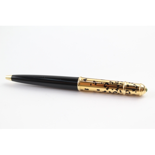 479 - Panthere De Cartier Gold Plated & Black Resin Ladies Ballpoint Pen Biro WRITING