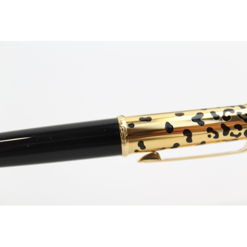 479 - Panthere De Cartier Gold Plated & Black Resin Ladies Ballpoint Pen Biro WRITING