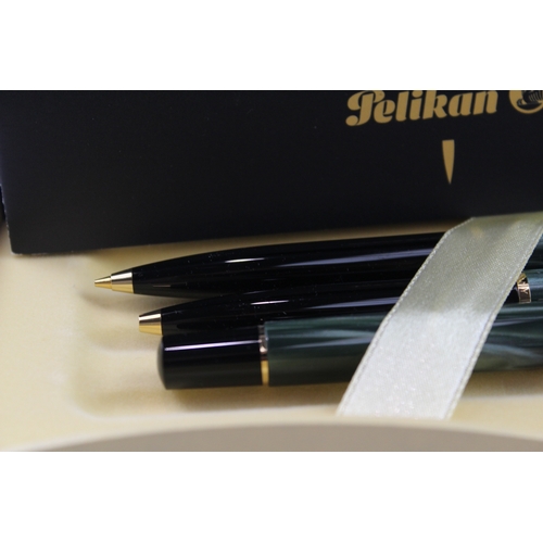 480 - Pelikan M200 Pen Set Green Casing In Original Box Inc Rollerball, Ballpoint Etc