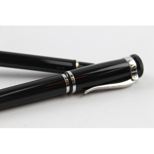 487 - Alfred Dunhill Black Lacquer Cased Rollerball & Ballpoint Pen / Biro Untested