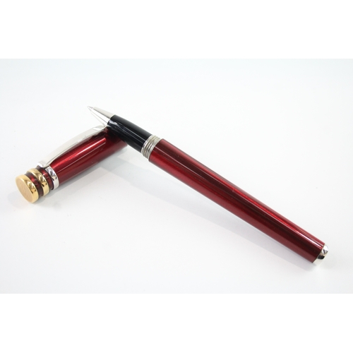 492 - Cartier Trinity Red Lacquer Rollerball Pen w/ Gold Plate Banding - 073056