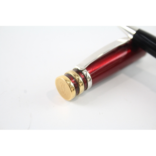 492 - Cartier Trinity Red Lacquer Rollerball Pen w/ Gold Plate Banding - 073056