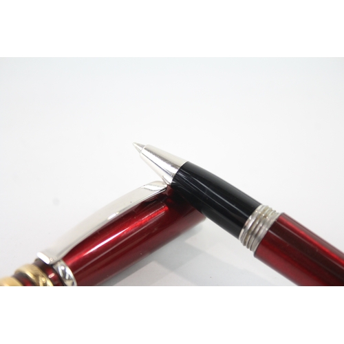 492 - Cartier Trinity Red Lacquer Rollerball Pen w/ Gold Plate Banding - 073056