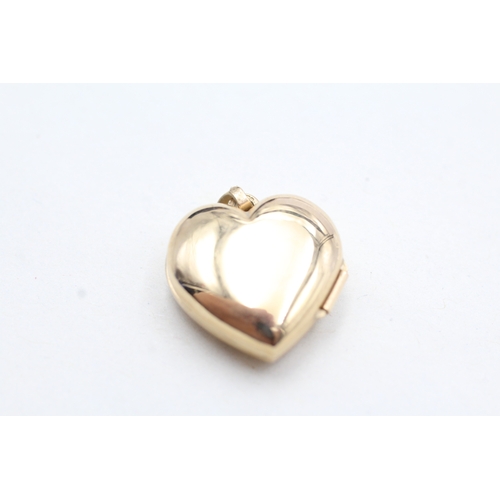 75 - 9ct gold diamond patterned heart shape locket (1.9g)