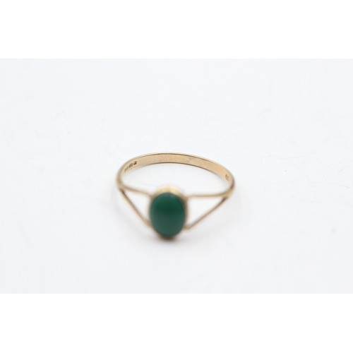 79 - 9ct gold turquoise single stone ring (1.2g) Size O