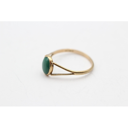 79 - 9ct gold turquoise single stone ring (1.2g) Size O