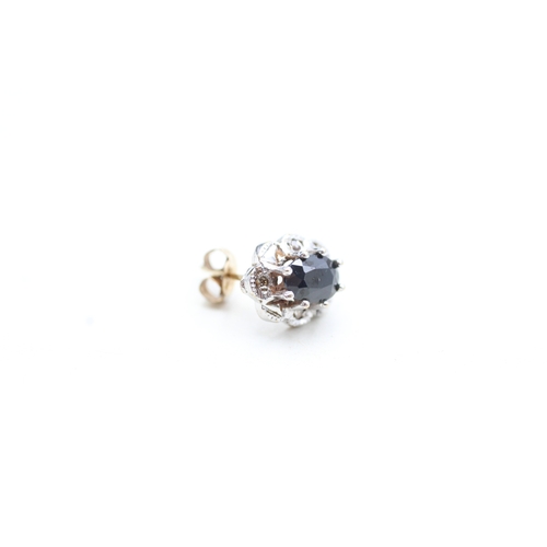 89 - 9ct gold sapphire and diamond halo stud earrings (1.5g)