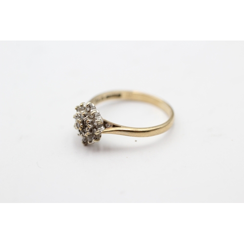 93 - 9ct gold diamond cluster ring (2.2g) Size M