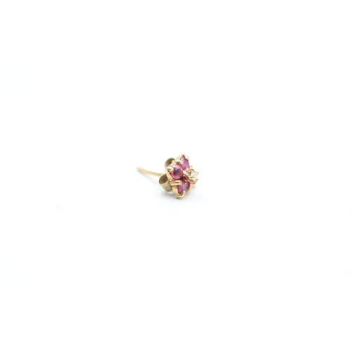 94 - 9ct gold ruby and diamond stud earrings (0.4g)