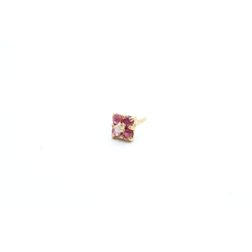 94 - 9ct gold ruby and diamond stud earrings (0.4g)