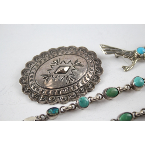 264 - Collection of Sterling Silver Native American Jewellery inc. Nakai x 3 29g