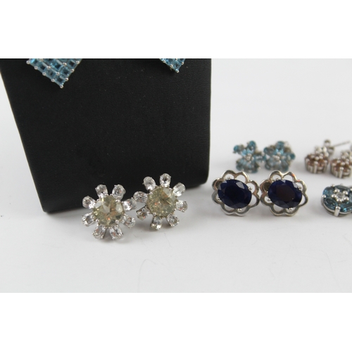 267 - Collection of Sterling Silver Gemstone Earrings inc. Sapphire, Topaz x 6 23g