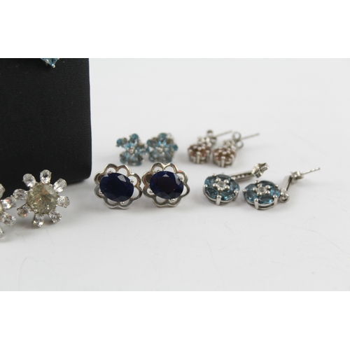 267 - Collection of Sterling Silver Gemstone Earrings inc. Sapphire, Topaz x 6 23g