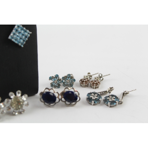 267 - Collection of Sterling Silver Gemstone Earrings inc. Sapphire, Topaz x 6 23g