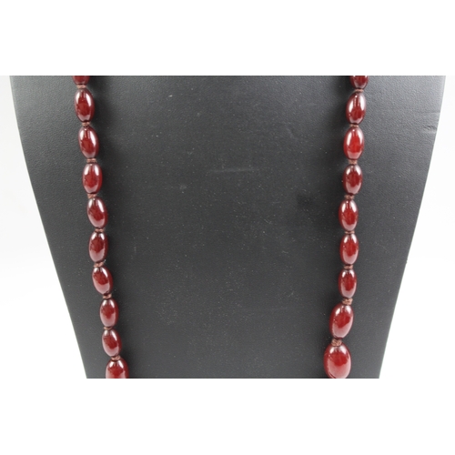 269 - Graduated Cherry Bakelite Necklace, Individually Knotted 69g