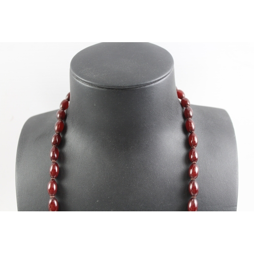 269 - Graduated Cherry Bakelite Necklace, Individually Knotted 69g