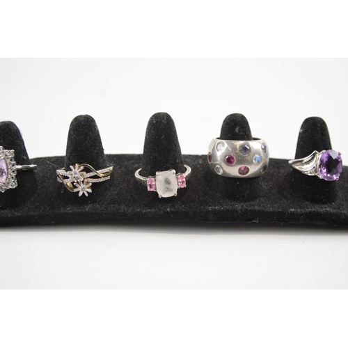 272 - Collection of Sterling Silver Gemstone Rings inc. Topaz, Amethyst x 6 36g