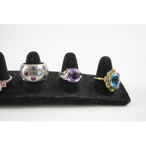 272 - Collection of Sterling Silver Gemstone Rings inc. Topaz, Amethyst x 6 36g