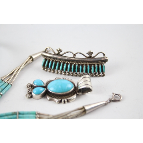 275 - Collection of Sterling Silver Native American Jewellery inc. Turquoise x 4 24g