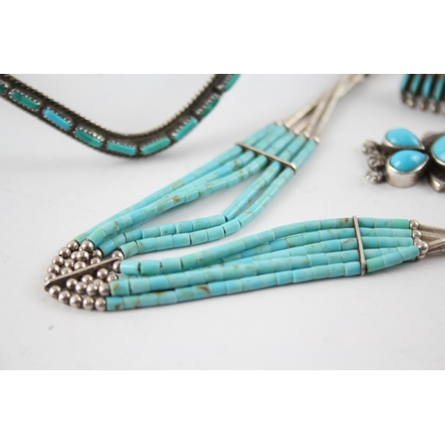 275 - Collection of Sterling Silver Native American Jewellery inc. Turquoise x 4 24g