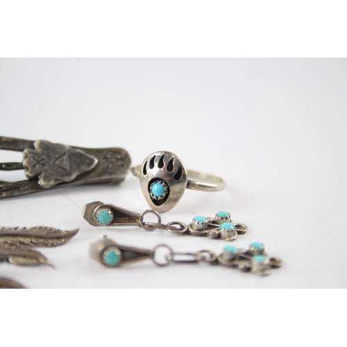 278 - Collection of Sterling Silver Native American Jewellery inc. Turquoise x 5 18g