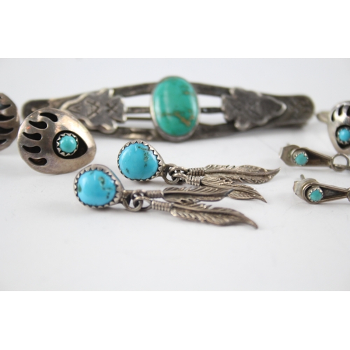 278 - Collection of Sterling Silver Native American Jewellery inc. Turquoise x 5 18g