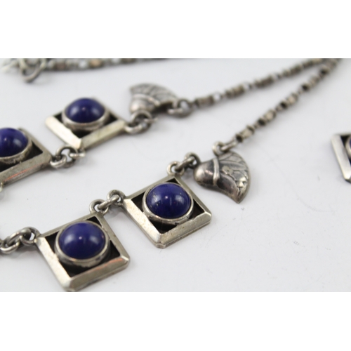 292 - Egyptian 800 Silver Jewellery Set w/ Lapis Lazuli, Egyptian Hallmarks x 2 38g