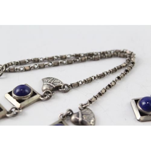 292 - Egyptian 800 Silver Jewellery Set w/ Lapis Lazuli, Egyptian Hallmarks x 2 38g