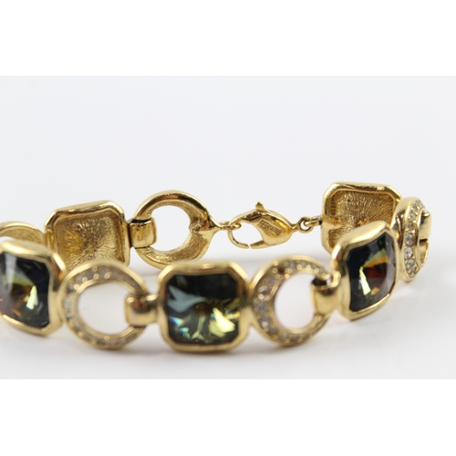 303 - Christian Dior Gold Tone Bracelet w/ Rhinestone 55g