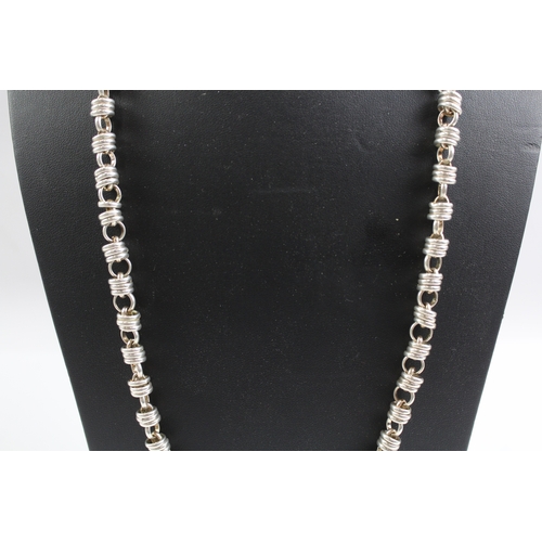 305 - Sterling Silver Round Link Long Length Necklace 81g