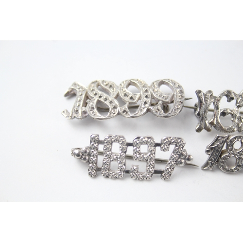 308 - Collection of Silver Victorian Date Brooches inc. 1891, 1897, 1899 x 4 9g