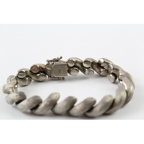 309 - 835 Silver San Marco Link Textured Bracelet 35g