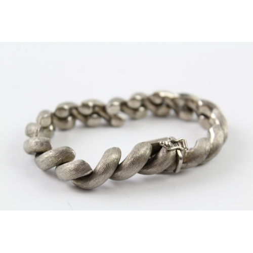 309 - 835 Silver San Marco Link Textured Bracelet 35g