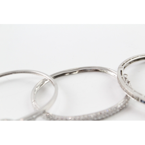 310 - Collection of Sterling Silver Cubic Zirconia Bangles inc. Multi Row x 3 43g