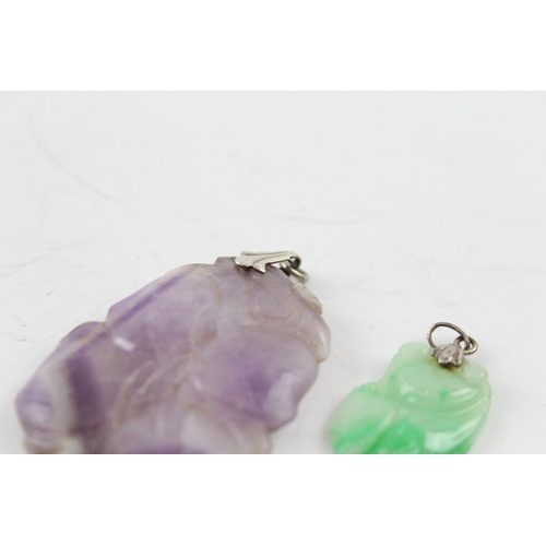 318 - Collection of Carved Gemstone Pendants inc. Amethyst, Jade x 2 20g