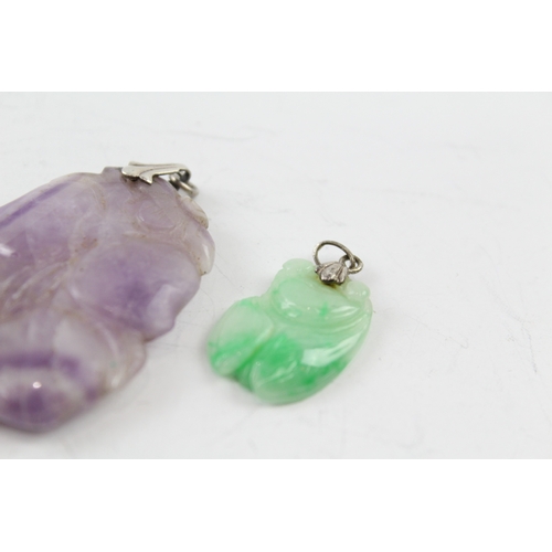 318 - Collection of Carved Gemstone Pendants inc. Amethyst, Jade x 2 20g