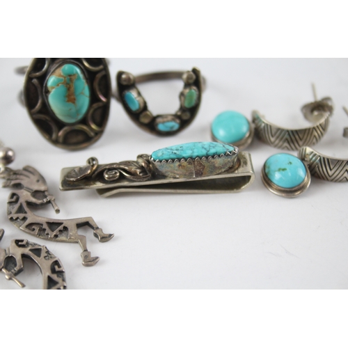 333 - Collection of Sterling Silver Native American Jewellery inc. Kokopelli x 5 25g