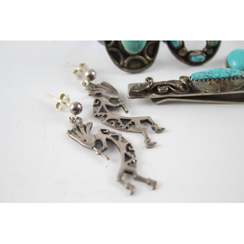 333 - Collection of Sterling Silver Native American Jewellery inc. Kokopelli x 5 25g