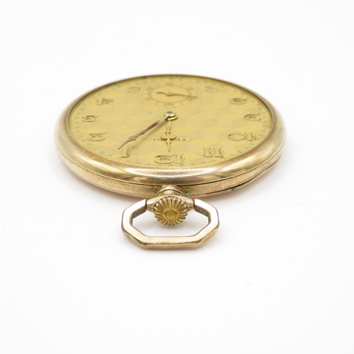 457 - Vintage Tempo Slim Rolled Gold Pocket Watch Hand-Wind  WATCH RUNS - AS SEEN - GLASS MISSING