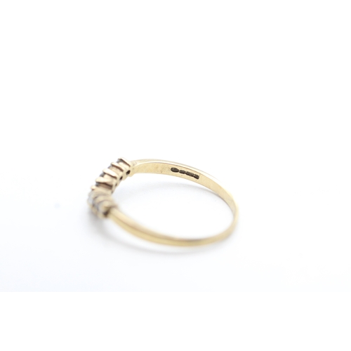 105 - 9ct gold diamond wishbone ring (1.4g) Size N 1/2